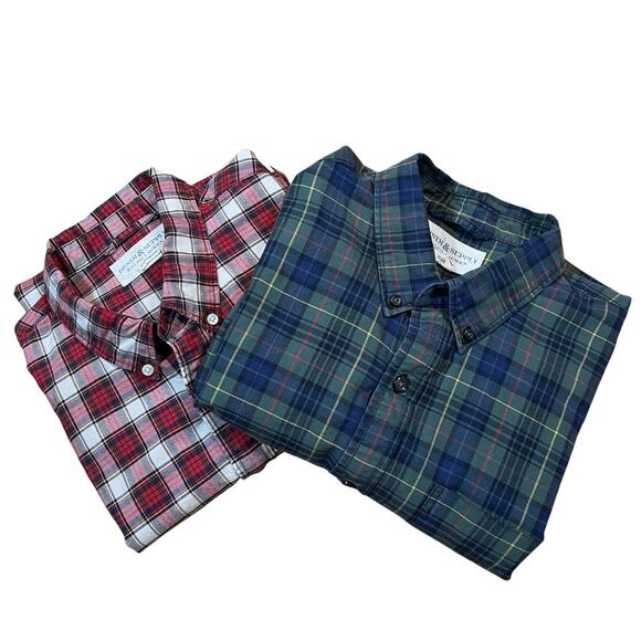 Denim & Supply Lot of 2 Mens Large Plaid ButtonDown Shirt Ralph Lauren Green Red - Picture 1 of 15